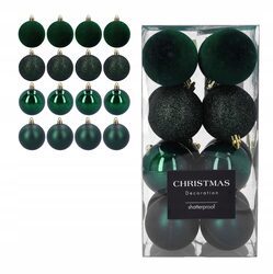 Bombki choinkowe mix 4 wzory zielone 6 cm zestaw 16 sztuk mat połysk