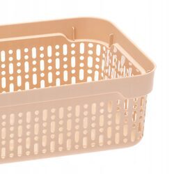 Koszyk organizer beżowy 18x12 cm plastikowy koszyczek do łazienki na biurko