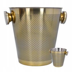 WIADERKO NA LÓD stalowe złote pojemnik na lód do butelki cooler 4,5l duże