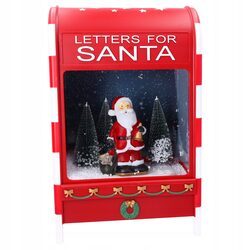 SKRZYNKA NA LISTY świąteczna dekoracja 40cm Mikołaj led muzyka śnieg usb