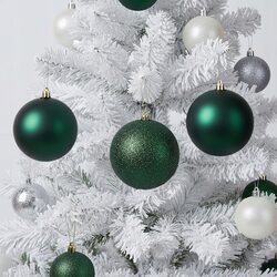 BOMBKI CHOINKOWE zielone plastikowe 16 sztuk 8 cm komplet ozdób na choinkę