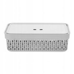 Koszyk organizer jasny szary 40x30x13 cm pojemnik z pokrywką