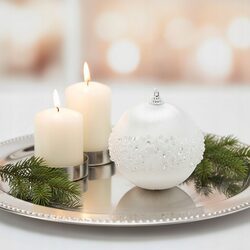 BOMBKA CHOINKOWA XXL 8 cm biała z lśniącymi koralikami duża bombka ozdobna