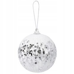 Bombka choinkowa z cekinami biała srebrna 10 cm dekorowana ozdoba duża