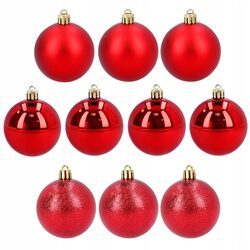 Bombki choinkowe zestaw 10 sztuk czerwone 5 cm mix nietłukące
