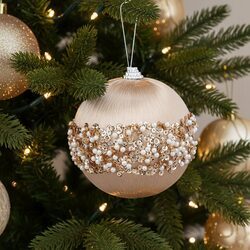 BOMBKA CHOINKOWA 10 cm szampańska baza z błyszczącymi cekinami ozdoba