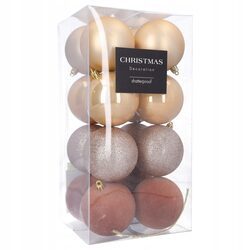 Bombki choinkowe duże 8 cm złote beżowe zestaw 16 sztuk nietłukące mix