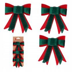 Kokardy na choinke zielone zawieszki świąteczne zestaw 3 sztuki stroik