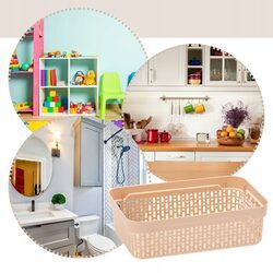 Koszyk organizer beżowy 18x12 cm plastikowy koszyczek do łazienki na biurko