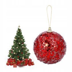 Bombka choinkowa brokatowa czerwona w gwiazdki 8 cm ozdoba nietłukąca