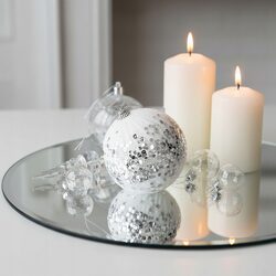 Bombka choinkowa z cekinami biała srebrna 10 cm dekorowana ozdoba duża