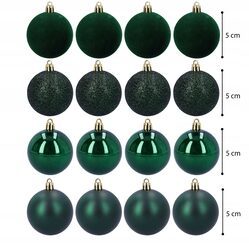 Bombki choinkowe zestaw 16 sztuk zielone 5 cm małe nietłukące mix