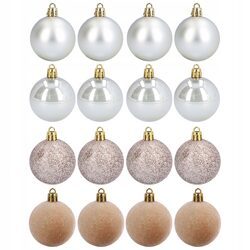 BOMBKI CHOINKOWE 16 sztuk 5 cm 4 perłowe brokatowe welurowe matowe