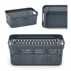 Koszyk organizer 30x20x12 cm szary plastikowy ażurowy pojemnik do szuflady