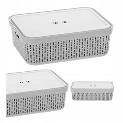 Koszyk organizer jasny szary 40x30x13 cm pojemnik z pokrywką