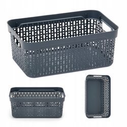 Koszyk organizer 30x20x12 cm szary plastikowy ażurowy pojemnik do szuflady