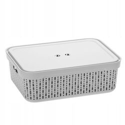 Koszyk organizer jasny szary 40x30x13 cm pojemnik z pokrywką