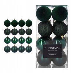 Bombki choinkowe mix 4 wzory zielone 6 cm zestaw 16 sztuk mat połysk