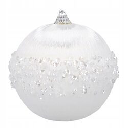 BOMBKA CHOINKOWA XXL 8 cm biała z lśniącymi koralikami duża bombka ozdobna