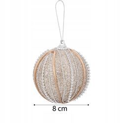 BOMBKA CHOINKOWA XXL 8 cm złota z perełkami brokatowa duża bombka ozdobna