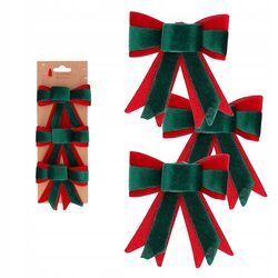 Kokardy na choinke zielone zawieszki świąteczne zestaw 3 sztuki stroik