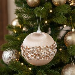BOMBKA CHOINKOWA 10 cm szampańska baza z błyszczącymi cekinami ozdoba