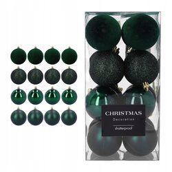 BOMBKI CHOINKOWE zielone plastikowe 16 sztuk 8 cm komplet ozdób na choinkę