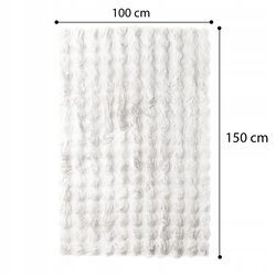 Dywan 100 x 150 biały miękki pluszowy puszysty antypoślizgowy z fakturą
