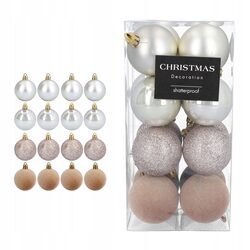 BOMBKI CHOINKOWE 16 sztuk 5 cm 4 perłowe brokatowe welurowe matowe