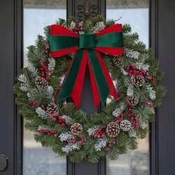 KOKARDA NA CHOINKE zielona świąteczna zawieszka na drzwi Boże Narodzenie