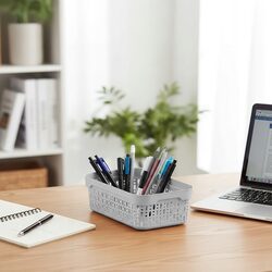Koszyk organizer szary 22x14,5 cm plastikowy pojemnik ażurowy do szuflady