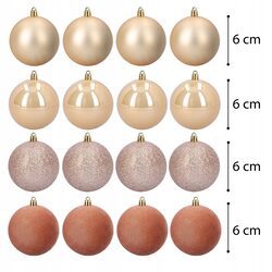 Bombki choinkowe zestaw 16 szt 6 cm złote brązowe nietłukące plastikowe