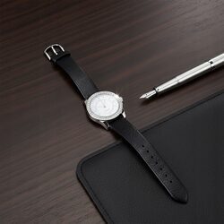 Zegarek damski elegancki klasyczny czarny skórzany pasek prezent dla mamy