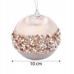 BOMBKA CHOINKOWA 10 cm szampańska baza z błyszczącymi cekinami ozdoba