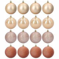 Bombki choinkowe duże 8 cm złote beżowe zestaw 16 sztuk nietłukące mix