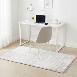 Dywan 100 x 150 biały miękki pluszowy puszysty antypoślizgowy z fakturą