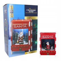 SKRZYNKA NA LISTY świąteczna dekoracja 40cm Mikołaj led muzyka śnieg usb