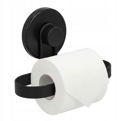 Uchwyt na papier toaletowy na przyssawkę czarny metalowy bez wiercenia loft