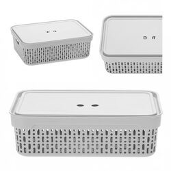 Koszyk organizer jasny szary 40x30x13 cm pojemnik z pokrywką