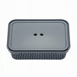Koszyk organizer szary 30x20x12 cm pojemnik plastikowy z pokrywką