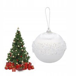BOMBKA CHOINKOWA XXL 8 cm biała z lśniącymi koralikami duża bombka ozdobna