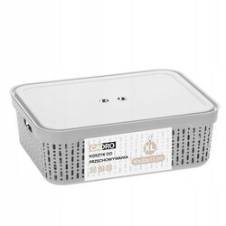 Koszyk organizer jasny szary 40x30x13 cm pojemnik z pokrywką