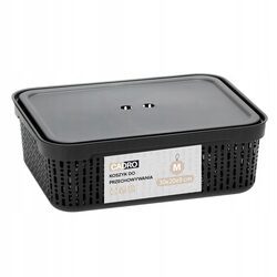 Koszyk organizer czarny 30x20 cm z pokrywką plastikowy do szuflady