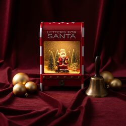 SKRZYNKA NA LISTY świąteczna dekoracja 40cm Mikołaj led muzyka śnieg usb