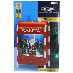 SKRZYNKA NA LISTY świąteczna dekoracja 40cm Mikołaj led muzyka śnieg usb