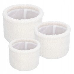 Pudełka do przechowywania zestaw x3 kremowe okrągłe pluszowe organizery