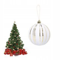 Bombka choinkowa biało złota 8 cm dekorowana ozdoba na choinkę duża