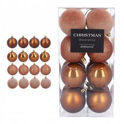 Bombki choinkowe zestaw ozdób brązowe miedziane 6 cm 16 sztuk nietłukące