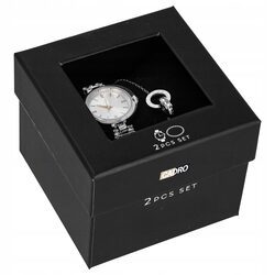 ZEGAREK DAMSKI Z BRANSOLETKĄ biżuteryjny komplet srebrny stalowy dla żony