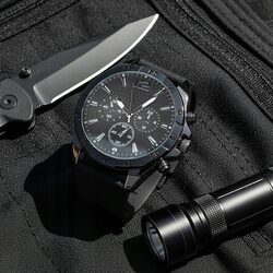 Zegarek męski czarny pasek silikonowy na prezent dla taty męża w pudełku